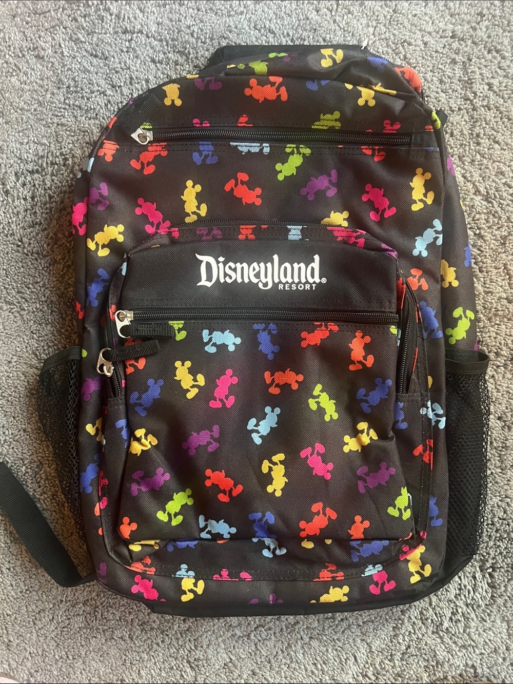 Disneyland Resort Black Backpack with Rainbow Mickeys
